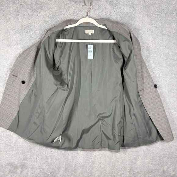 NEW LOFT Versa Plaid Seasonless‎ Stretch Double Breasted Blaze Sz 12 Petite Gray - Picture 3 of 10